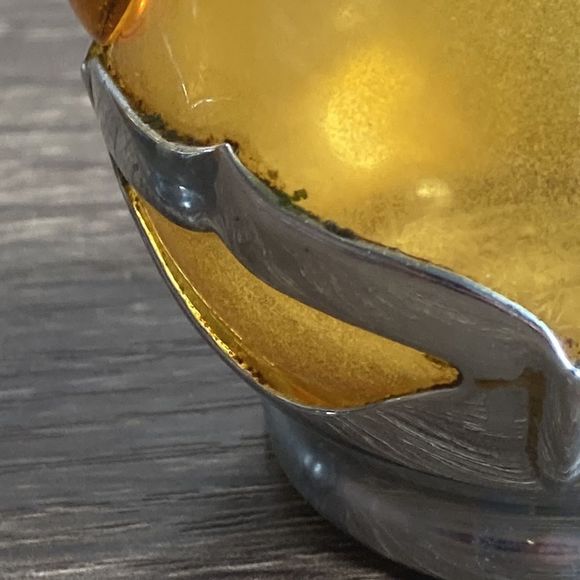 Salt & Pepper Shakers VTG Amber Glass & Chrome Metal Farber Bros Set - Picture 10 of 14